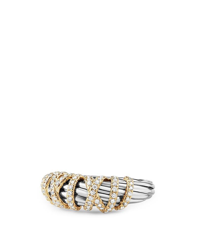 David Yurman Sterling Silver Crossover Wide Ring with Diamonds, 6 Product Image
