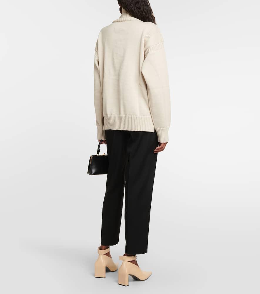 JIL SANDER Draped Ribbed Wool Sweater In Yellow Product Image