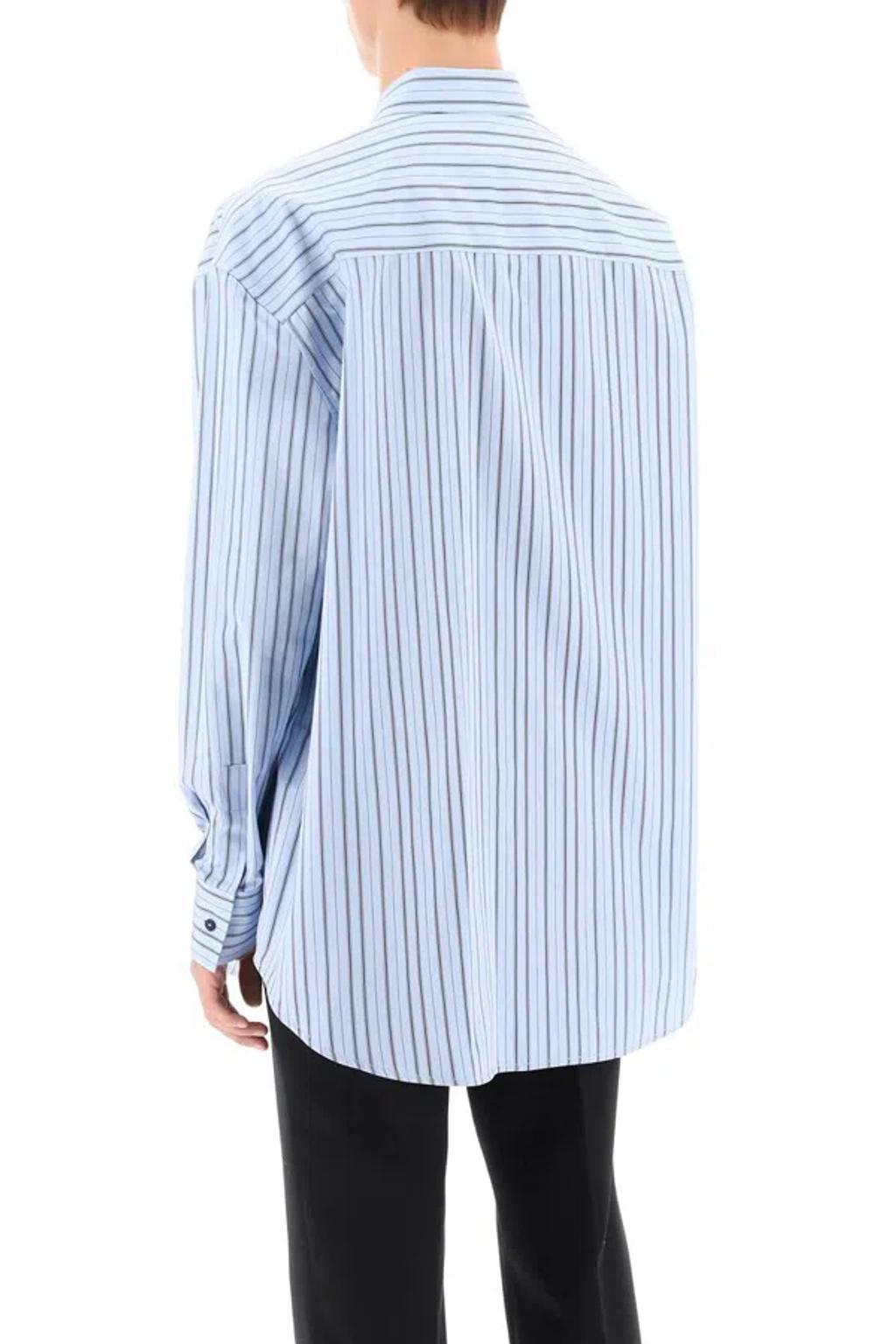 OFF-WHITE Striped Cotton Shirt In Placid Blue Product Image