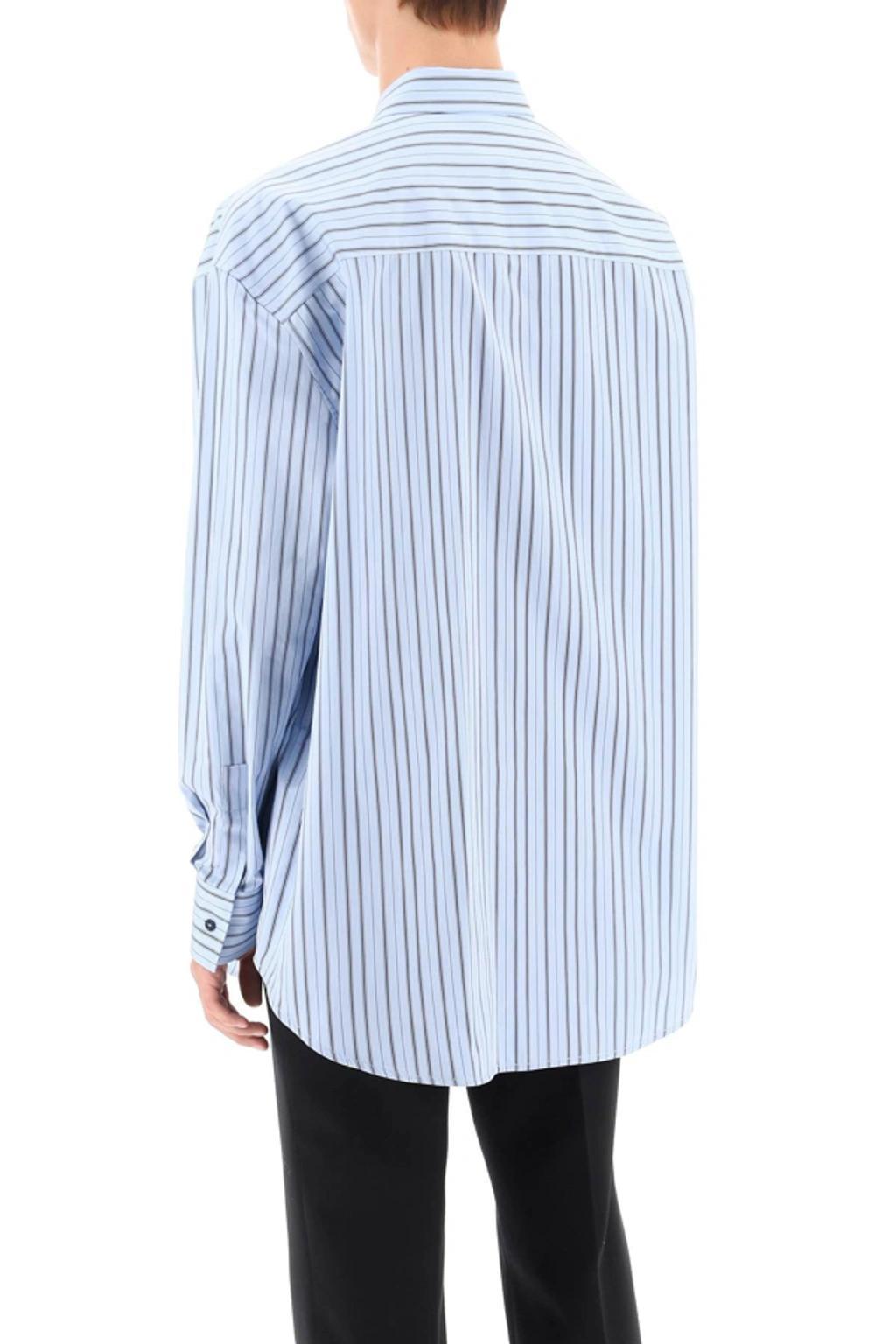 OFF-WHITE Striped Cotton Shirt In Placid Blue Product Image