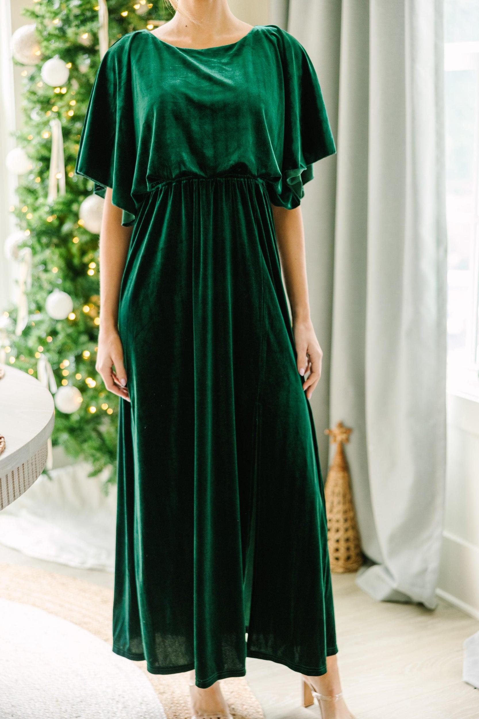 Out On The Dance Floor Emerald Green Velvet Maxi Dress Female Product Image