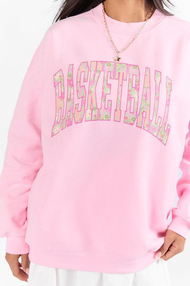 Basketball Printed Block Light Pink Graphic Sweatshirt Product Image
