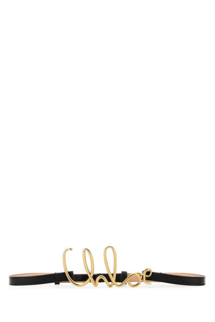 CHLOÉ Iconic Leather Belt Gold-tone Hardware In Black Product Image