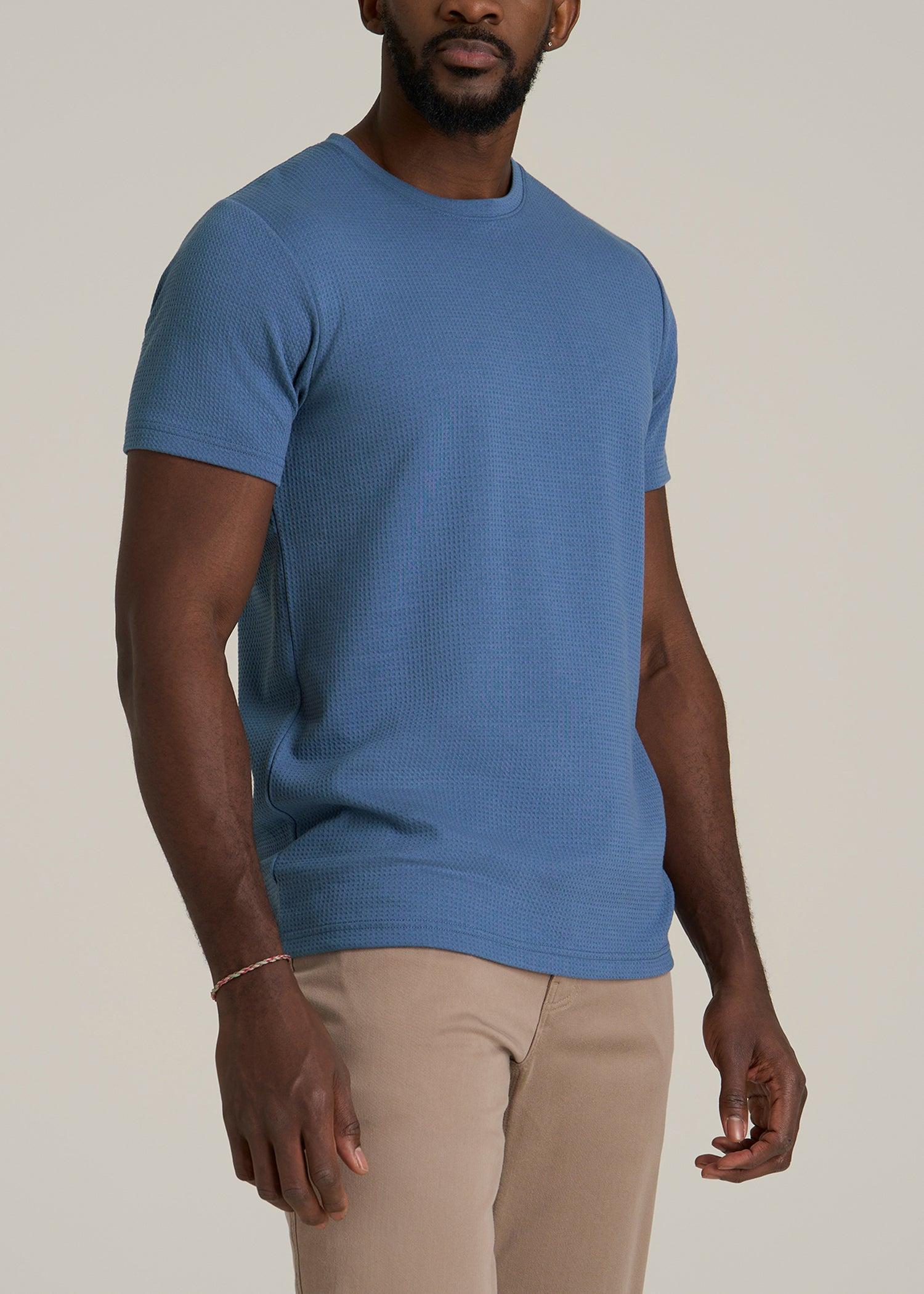 Cloud Knit Waffle Short Sleeve Tee for Tall Men in Deep Cobalt Product Image