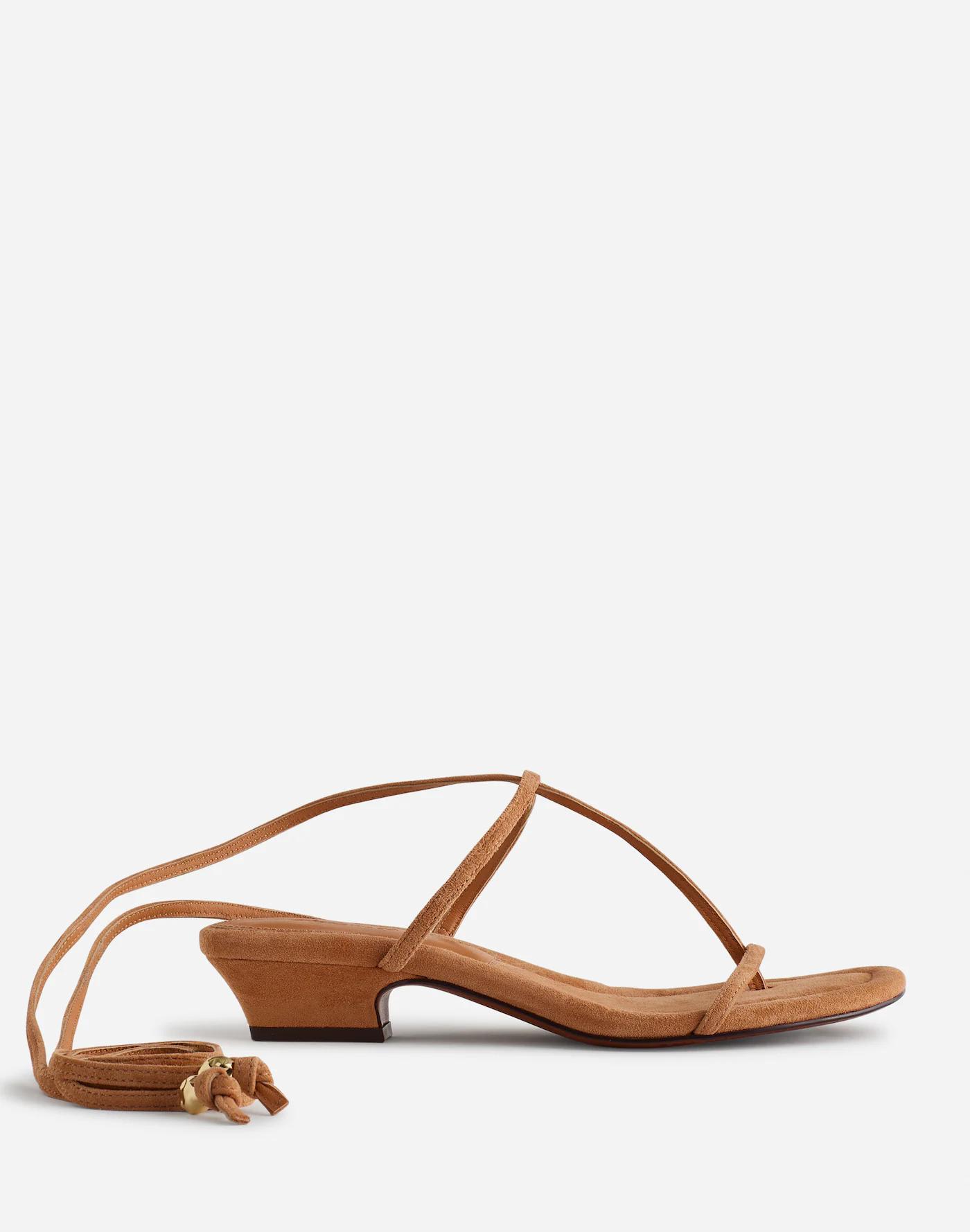 The Maycie Lace-Up T-Strap Sandal in Suede Product Image