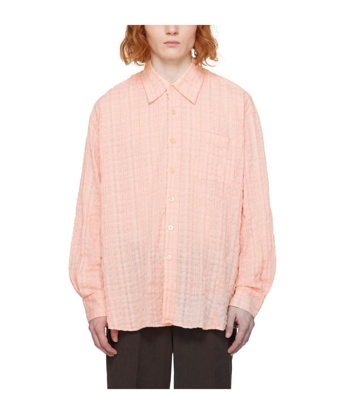 OUR LEGACY Seersucker Long-sleeved Shirt In Pink Product Image