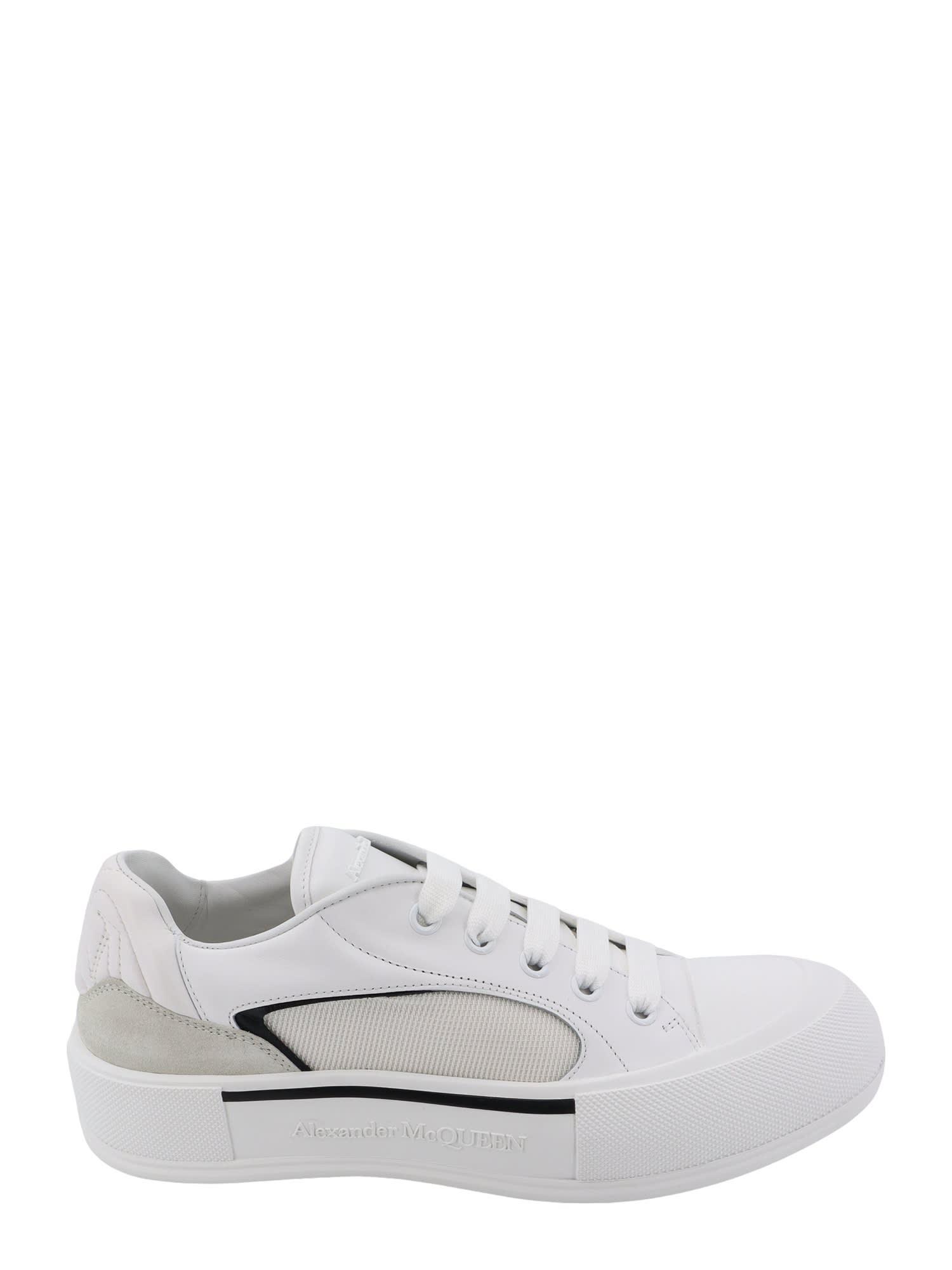 ALEXANDER MCQUEEN Deck Nylon Sneakers In White Black Product Image
