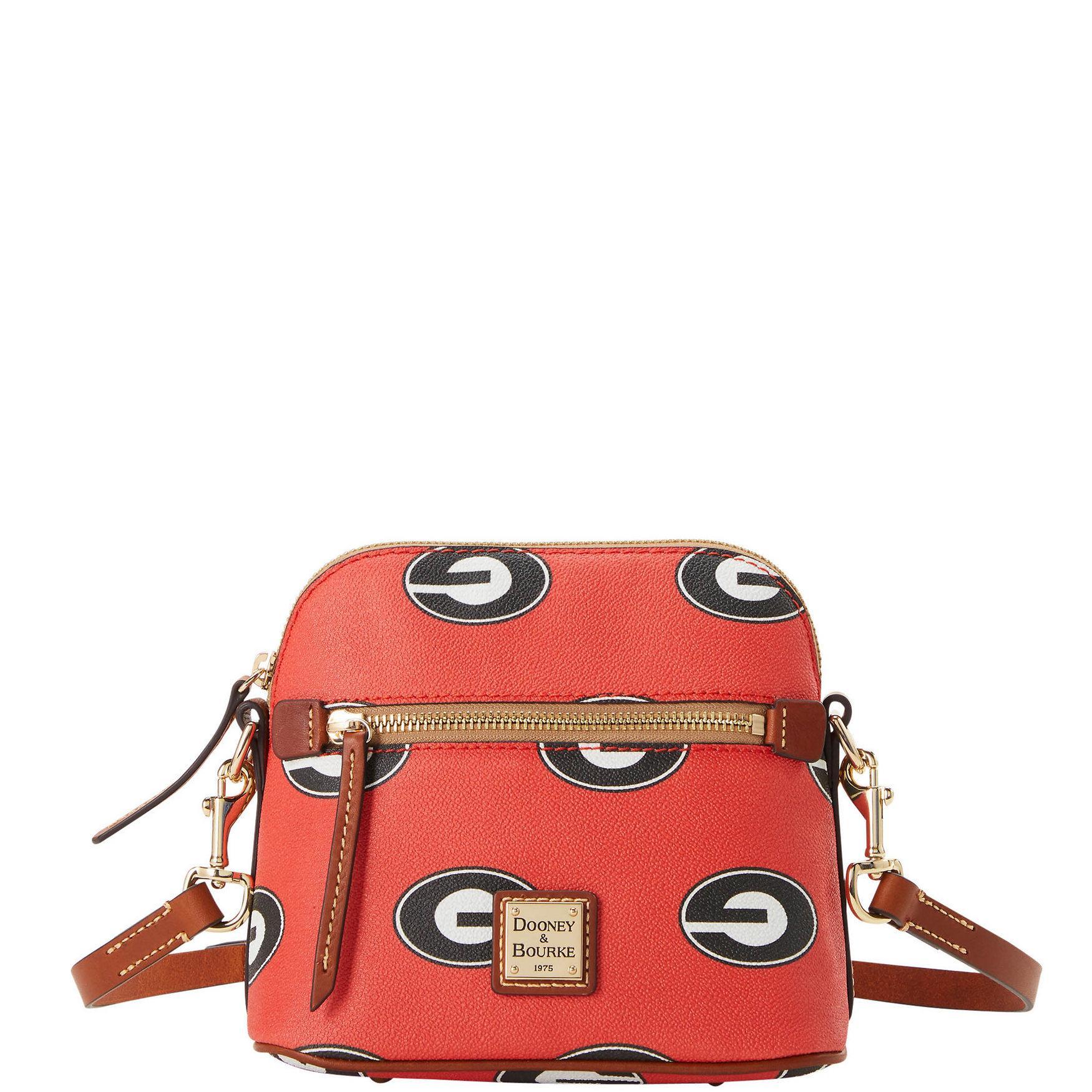Dooney & Bourke Womens Collegiate University of Georgia Domed Crossbody Coated Cotton Shoulder Bag in Red Product Image