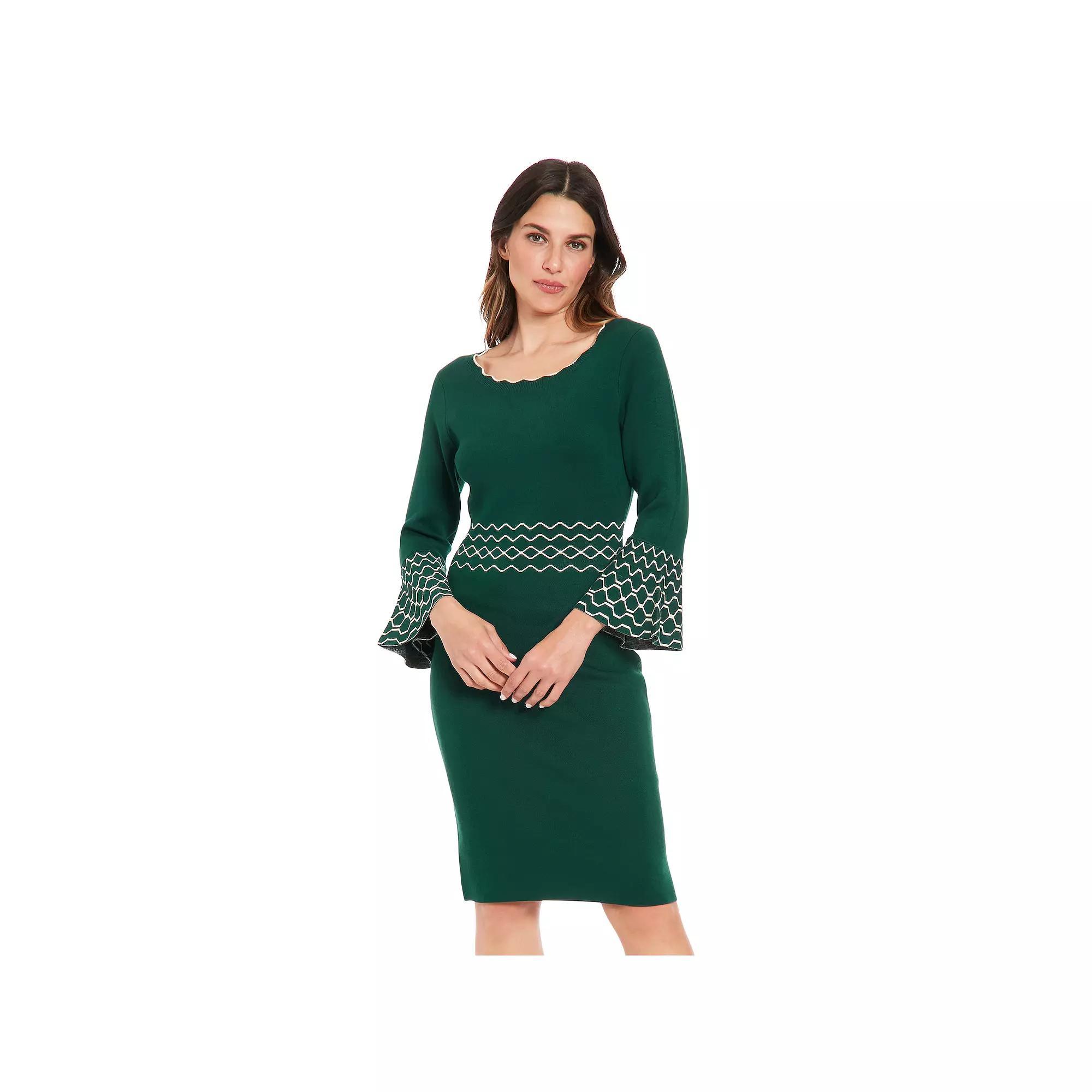 Women's London Times Solid Bell Sleeve Sweaterdress, Size: Small, Blue Product Image
