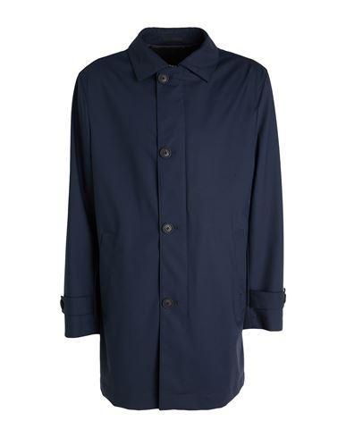 HUGO BOSS Boss Man Overcoat & Trench Coat Navy Size 42 Polyester, Wool, Elastane In Navy Blue Product Image
