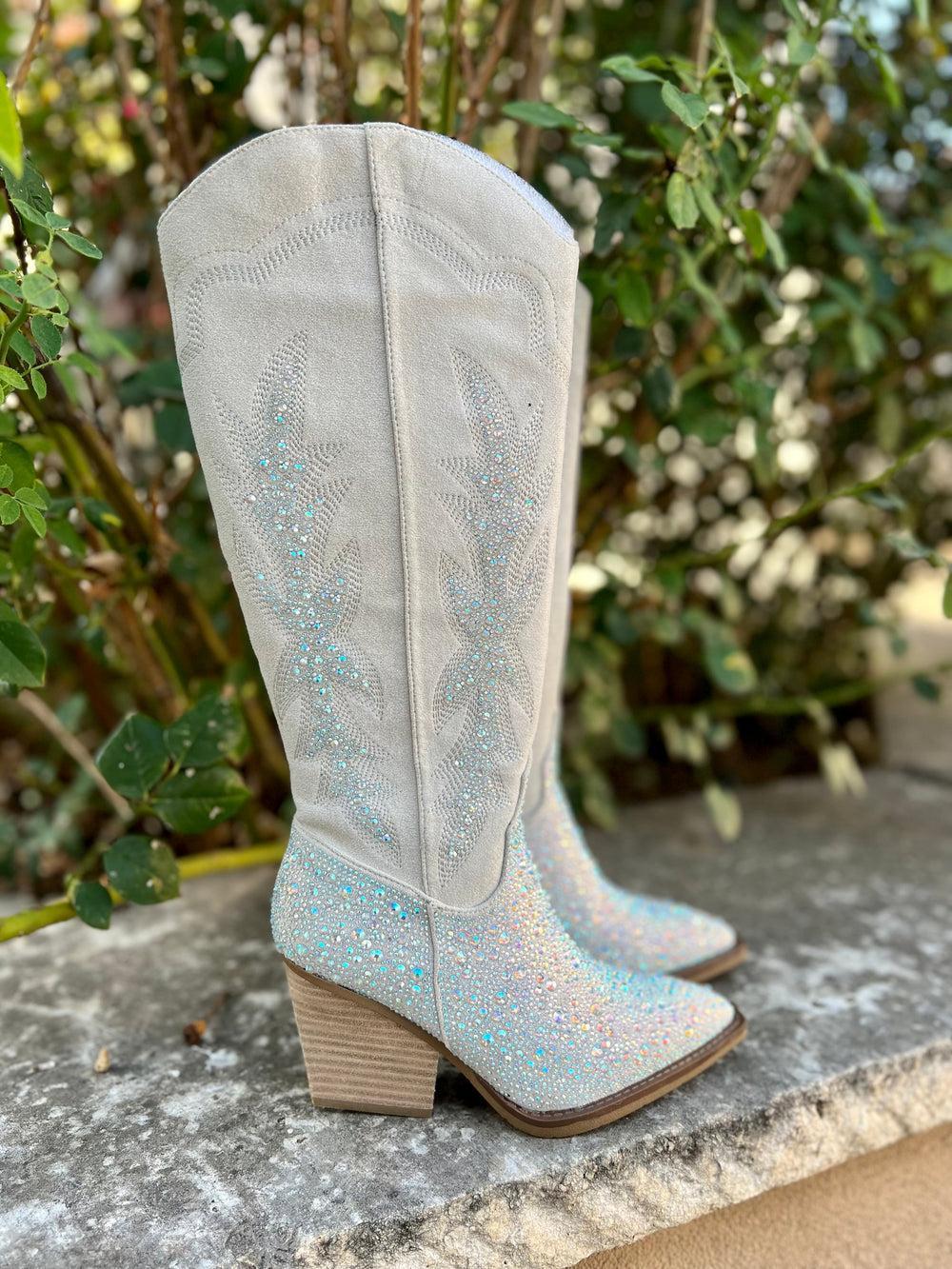 Very G Grey Rhinestone Western Style Boots* Product Image