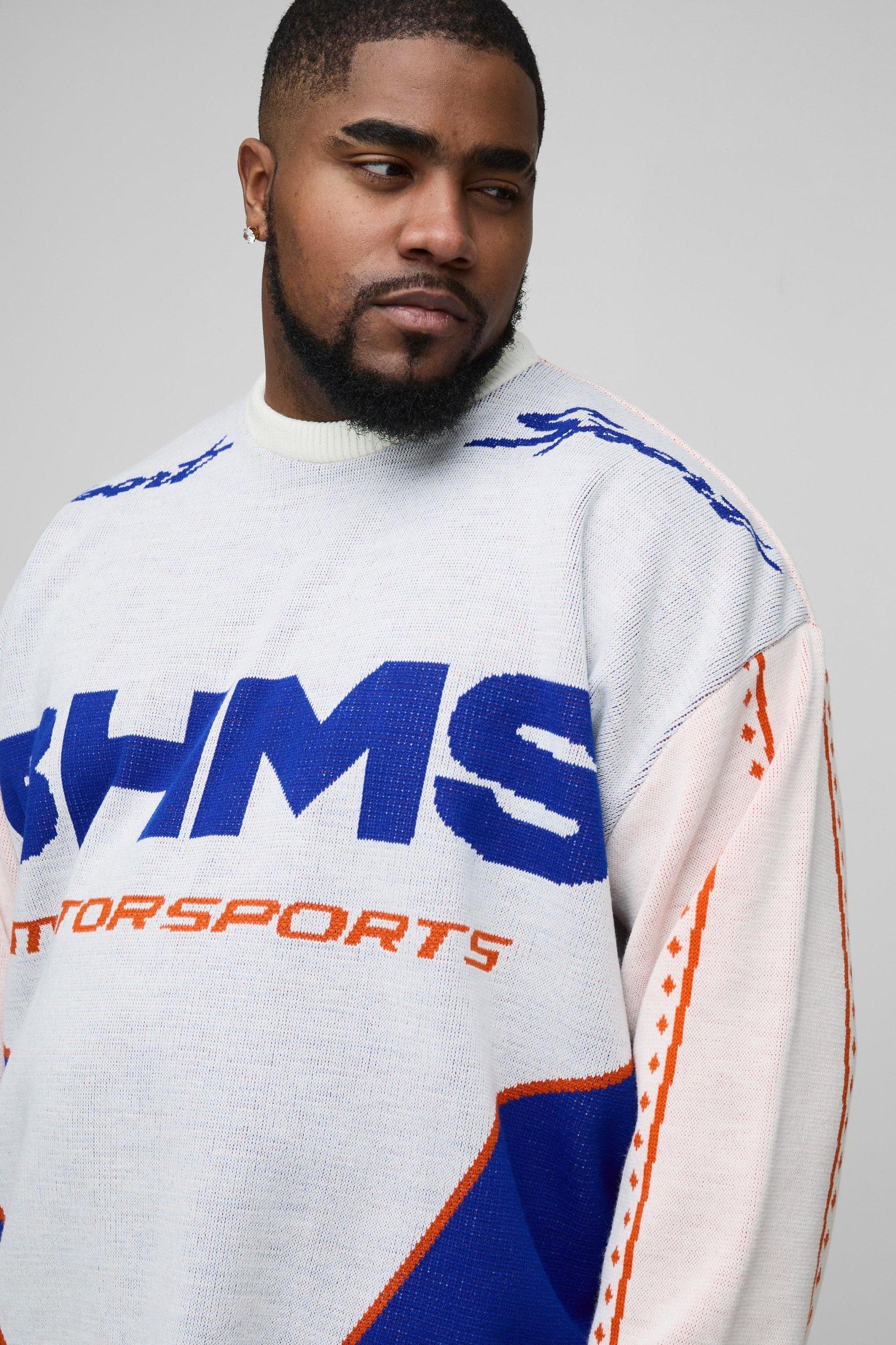 Plus Oversized Moto Knitted Long Sleeve T-Shirt | boohooMAN USA Product Image