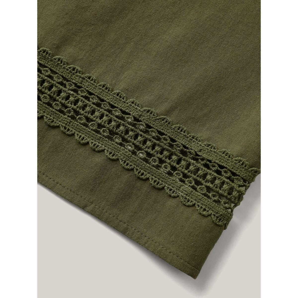 Plus Size Drawstring Lace Detail Wide-Leg Pants Women ArmyGreen Resort Wide Leg Mid Rise Vacation Pants BloomChic 14-16/1X Product Image