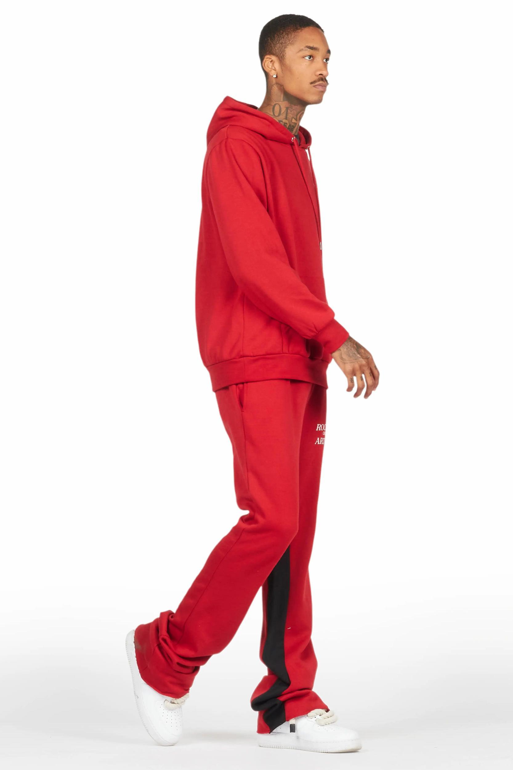 Briggs Burgundy Hoodie/Baggy Fit Pant Set Male Product Image