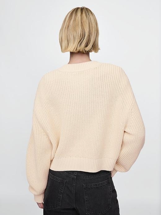 100% Cotton Shaker-Stitch V-Neck Sweater Product Image