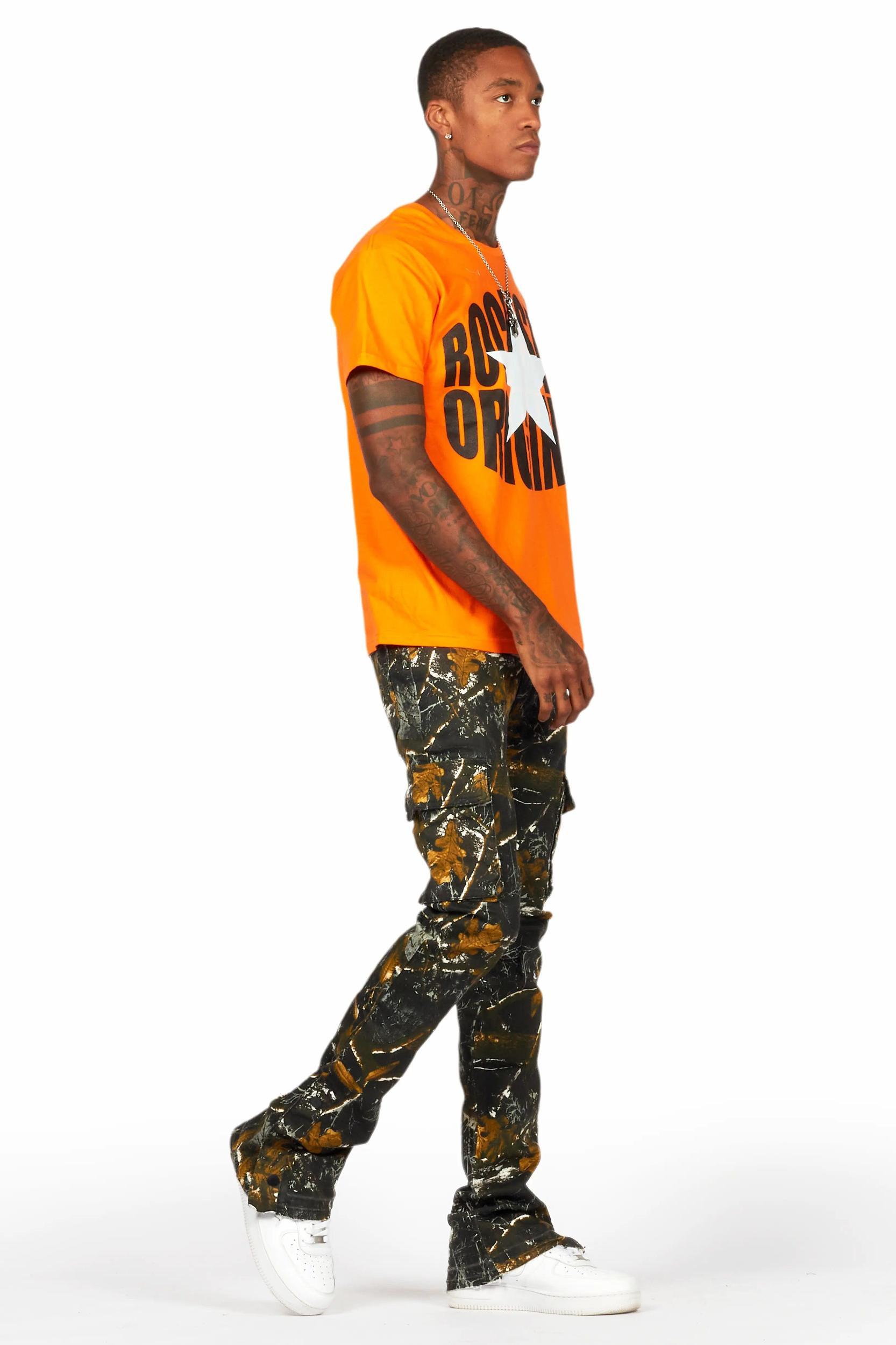 Waage Black Tree Camo Cargo Stacked Flare Jean Male Product Image