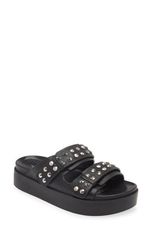 Womens Studded Leather Platform Slides Product Image
