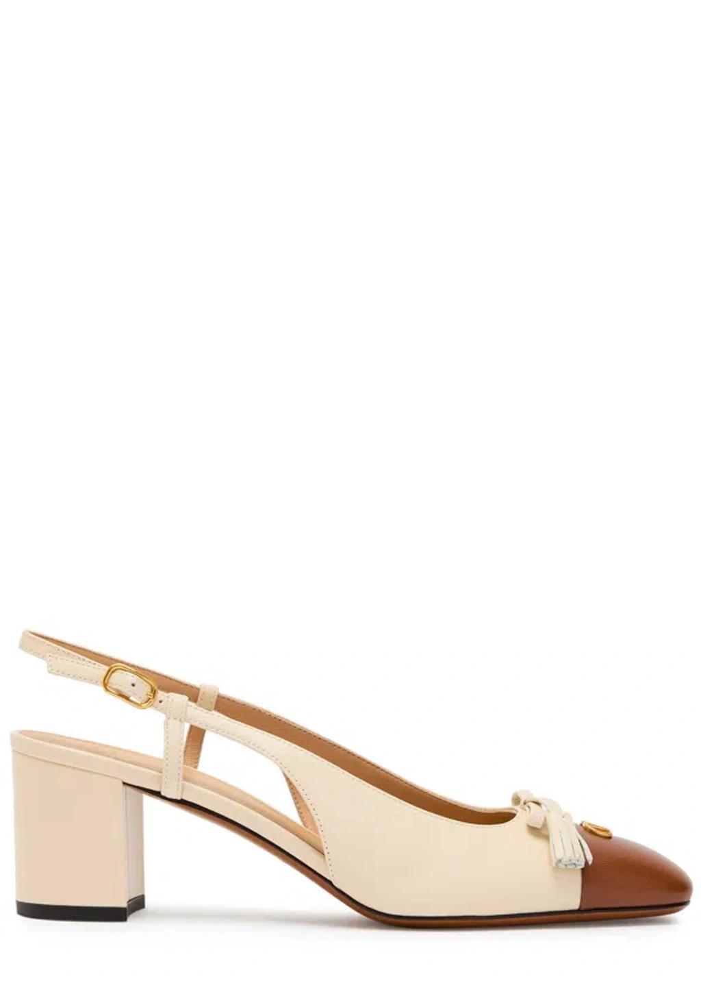 VALENTINO GARAVANI Leather Vlogo Signature Pumps With Slingback Strap In Neutral Product Image