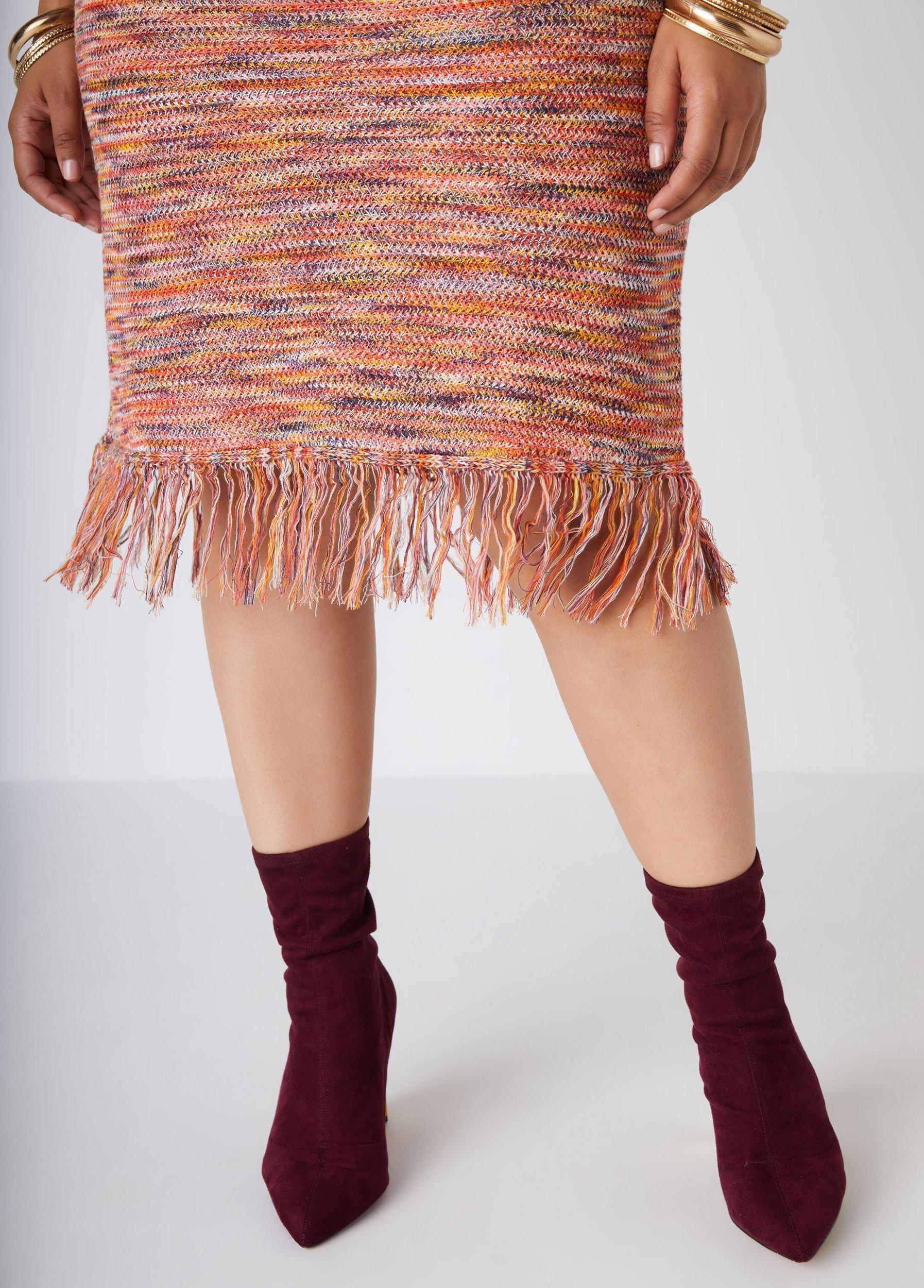 Fringed Crochet Sweater Dress Product Image