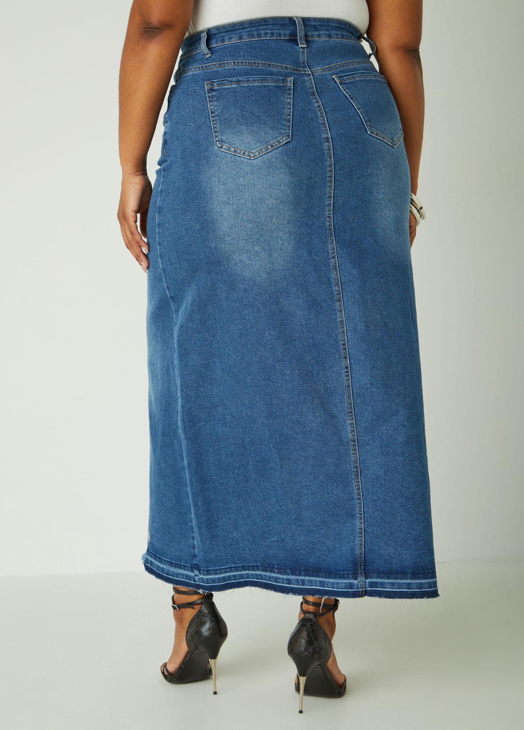 Grommet Denim Maxi Skirt Product Image