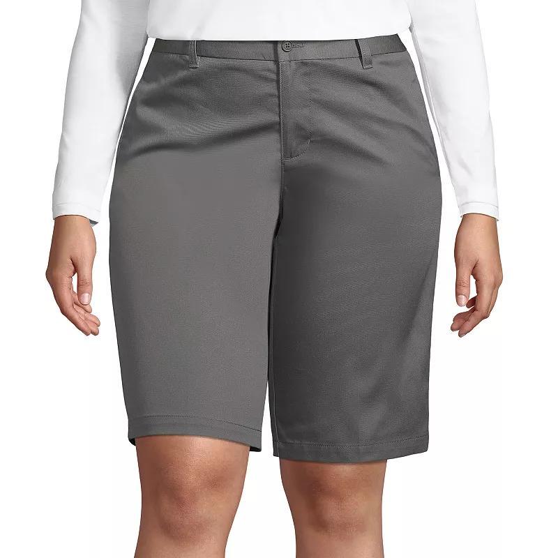 Plus Size Lands' End School Uniform Plain Front Blend Chino Shorts, Women's, Size: 22 W, Black Product Image