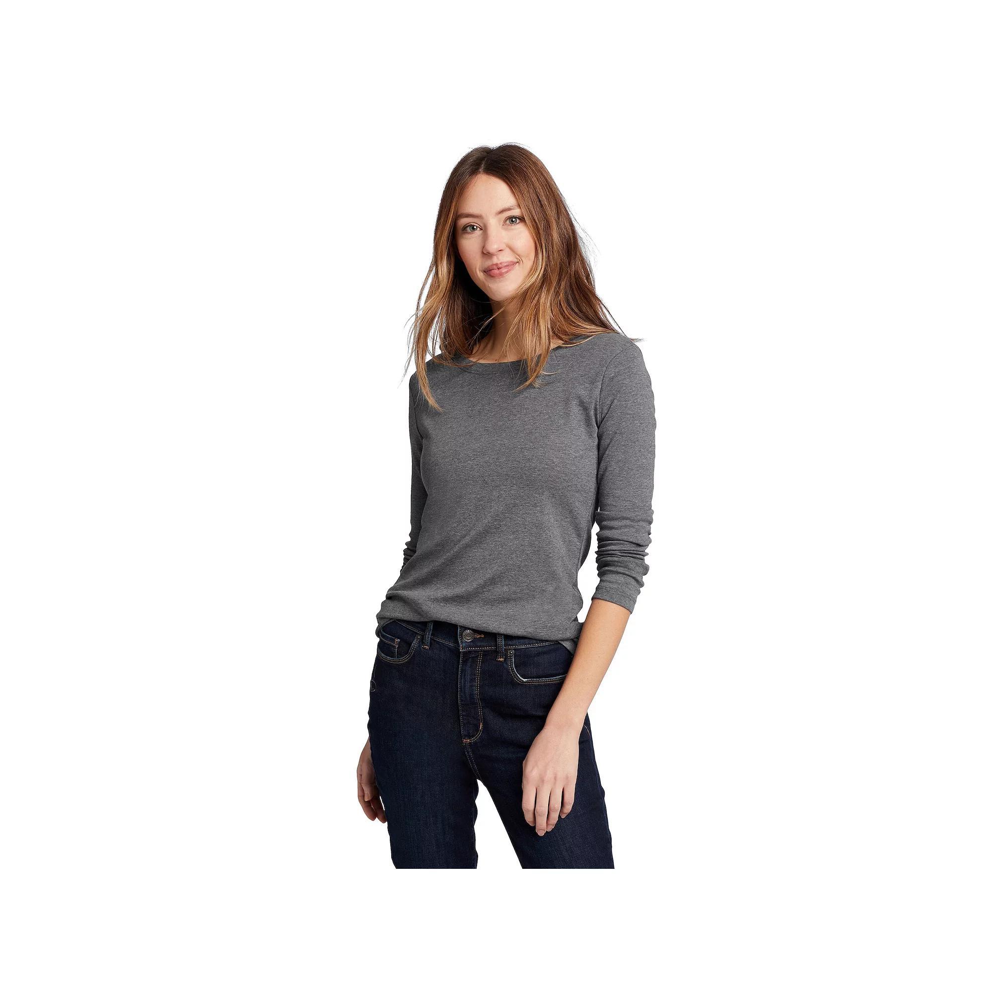 Women's Eddie Bauer Long Sleeve Favorite Crew Tee, Size: Medium, Medium Grey Gray Product Image