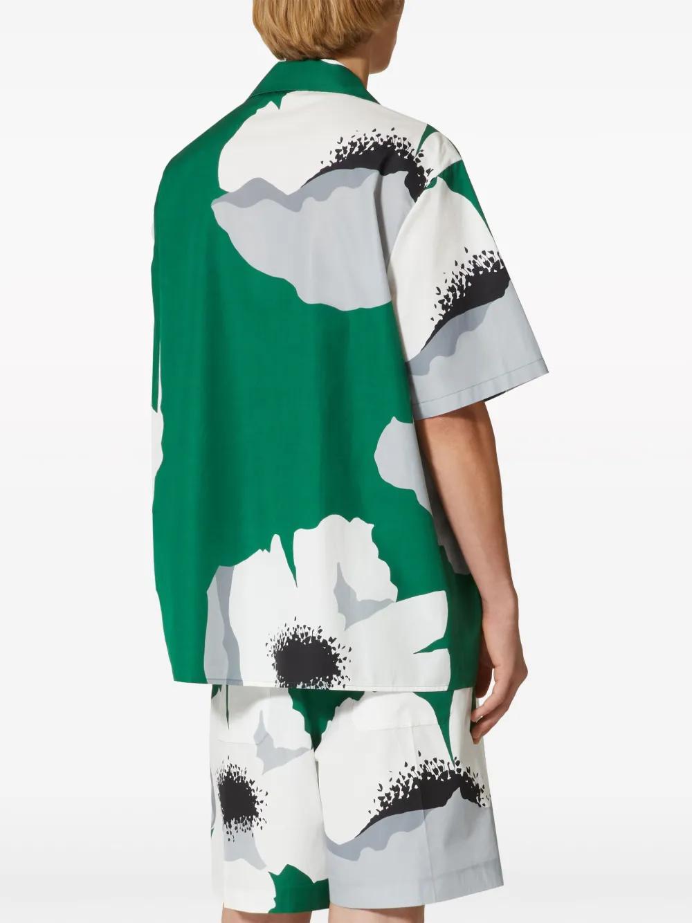 Flower Portrait-print bowling shirt Product Image