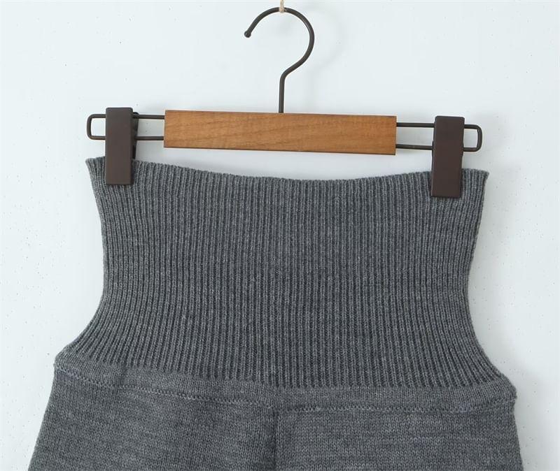 V-Neck Plain Lace Trim Cardigan / High Waist Knit Hot Pants Product Image