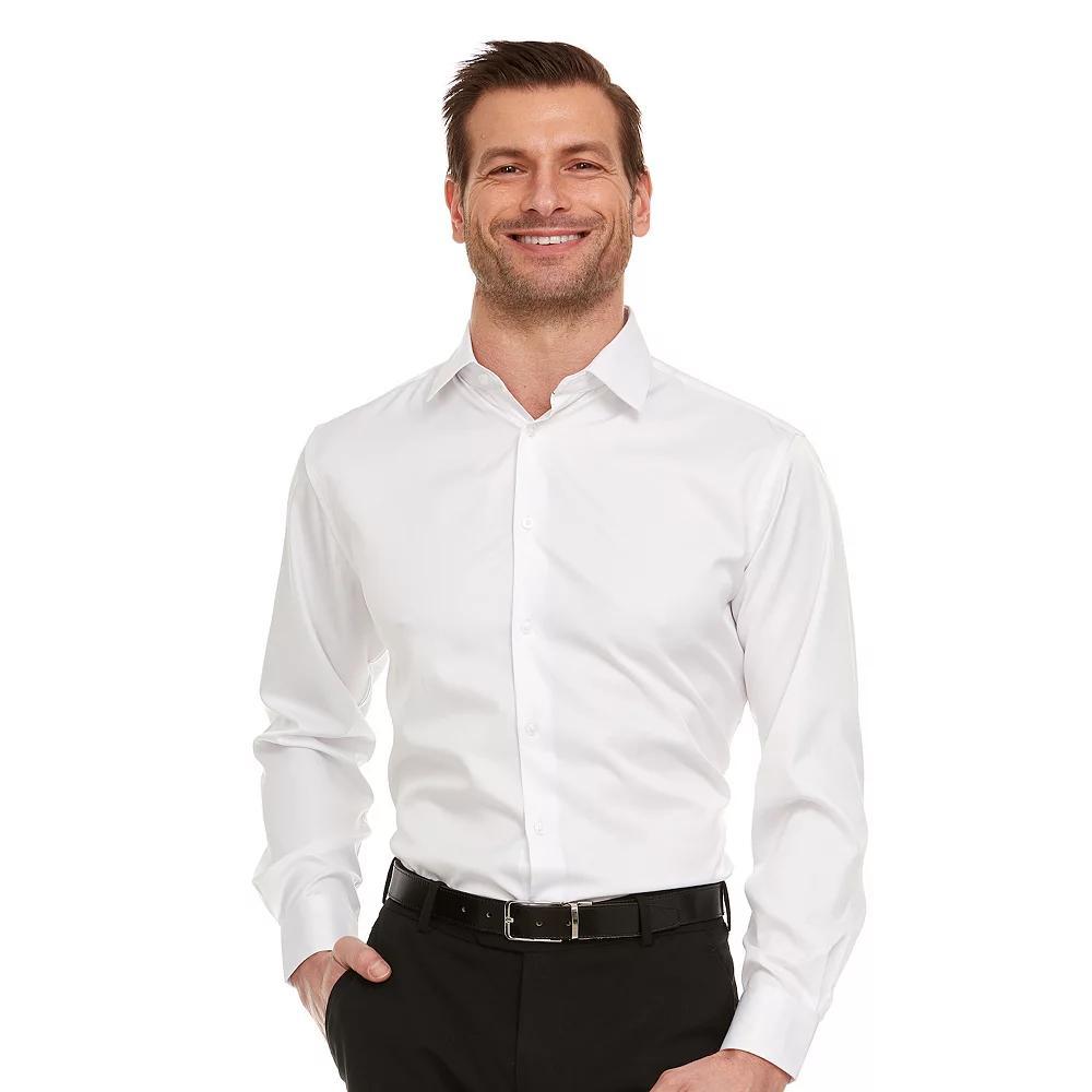 Men's Geoffrey Beene Slim-Fit Sateen Stretch Dress Shirt, Size: 17.5-32/33, White Product Image
