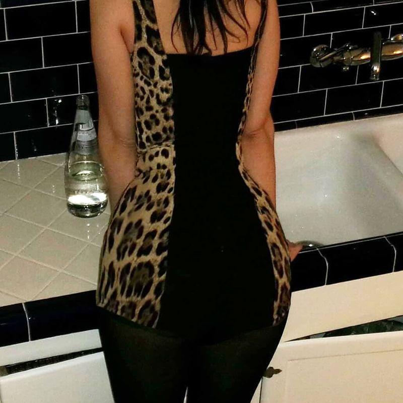 Sleeveless V-Neck Leopard Print Romper Product Image