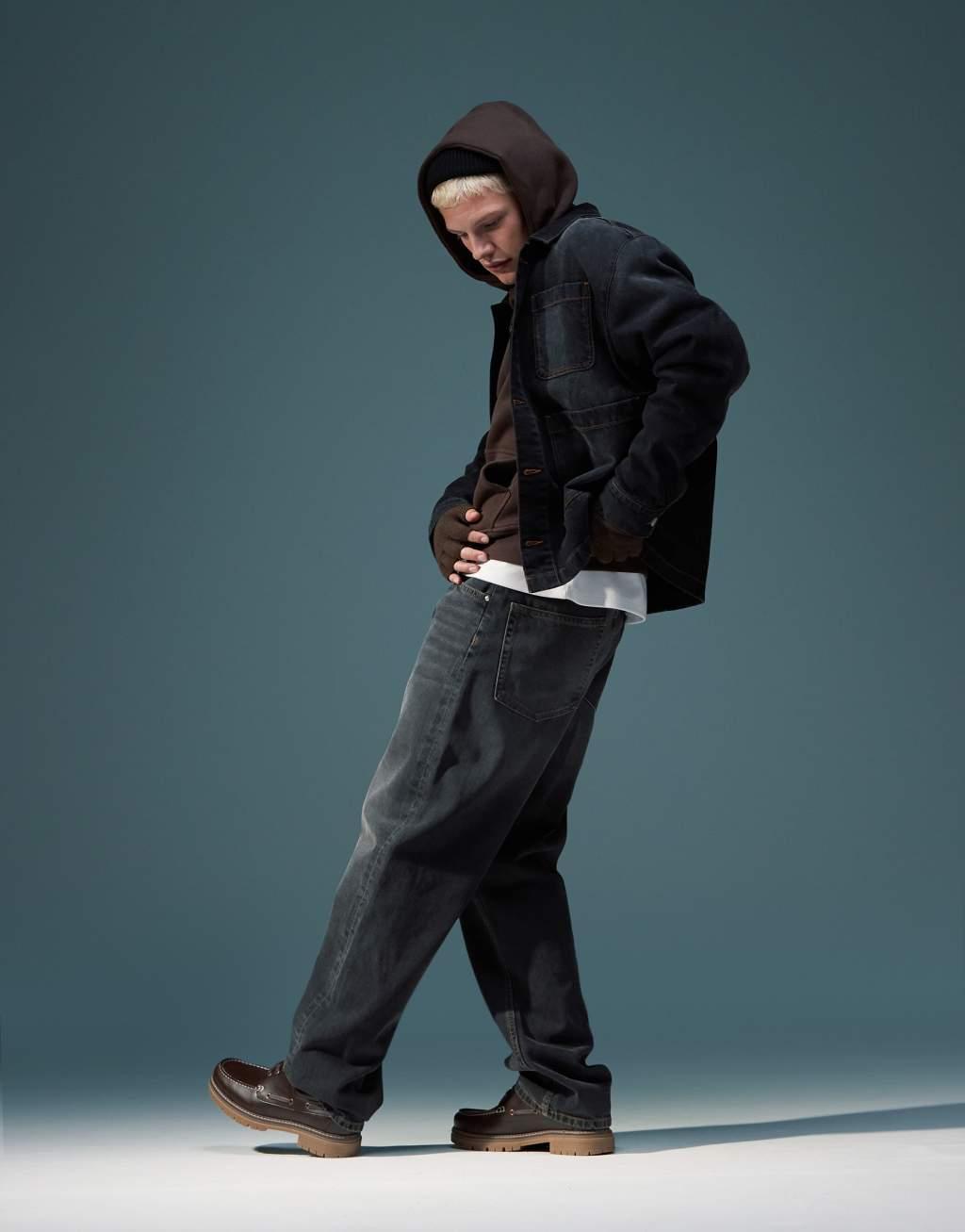 ASOS DESIGN baggy jeans in washed black Product Image