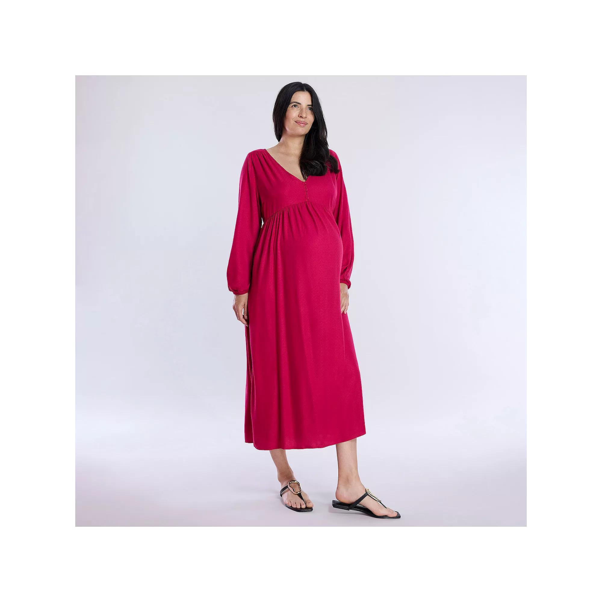 Maternity Motherhood® Button Front Midi Dress, Women's, Size: XL-Mat, Brick Floral Product Image