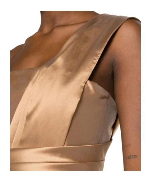 ALBERTA FERRETTI Mikado One-shoulder Midi Dress In Nude Product Image