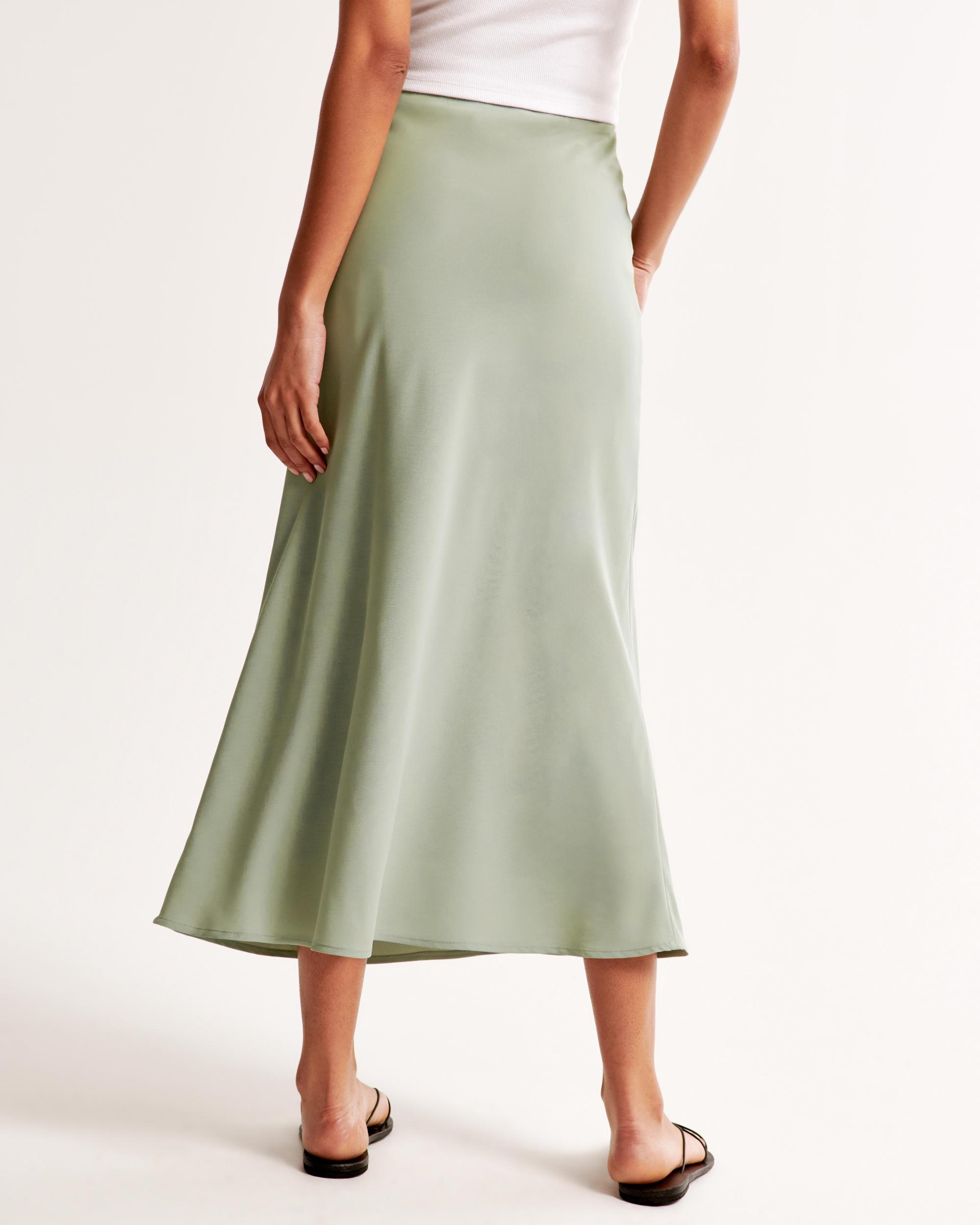 Mid Rise Satin Maxi Skirt Product Image