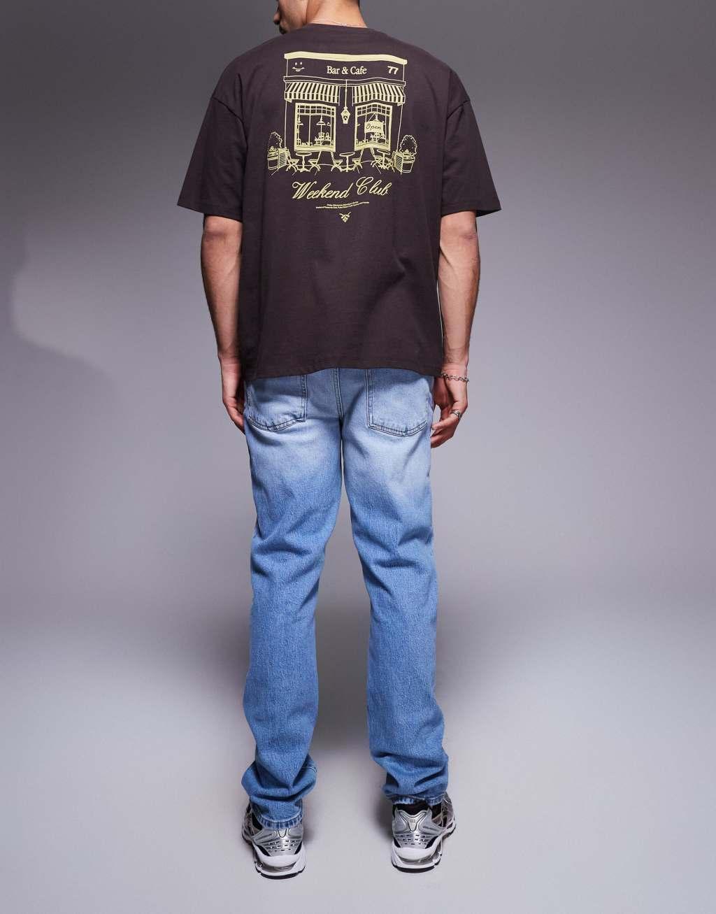 River Island straight leg jeans in lightwash blue Product Image