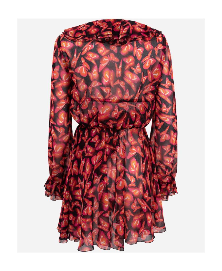 MSGM Butterfly Pattern Mini Dress In Brown Product Image