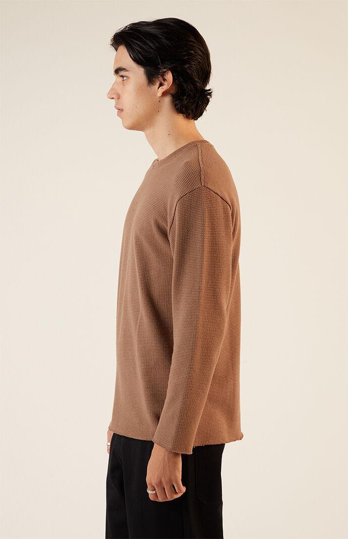 Men's Solid Raw Hem Waffle Knit Long Sleeve T-Shirt Product Image
