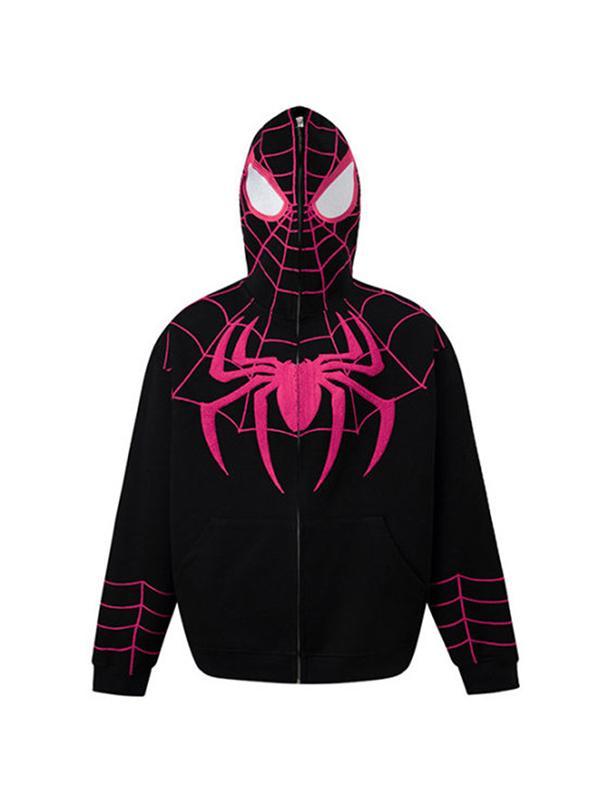 Street Spider Print Full Zip Oversized Hoodie Product Image