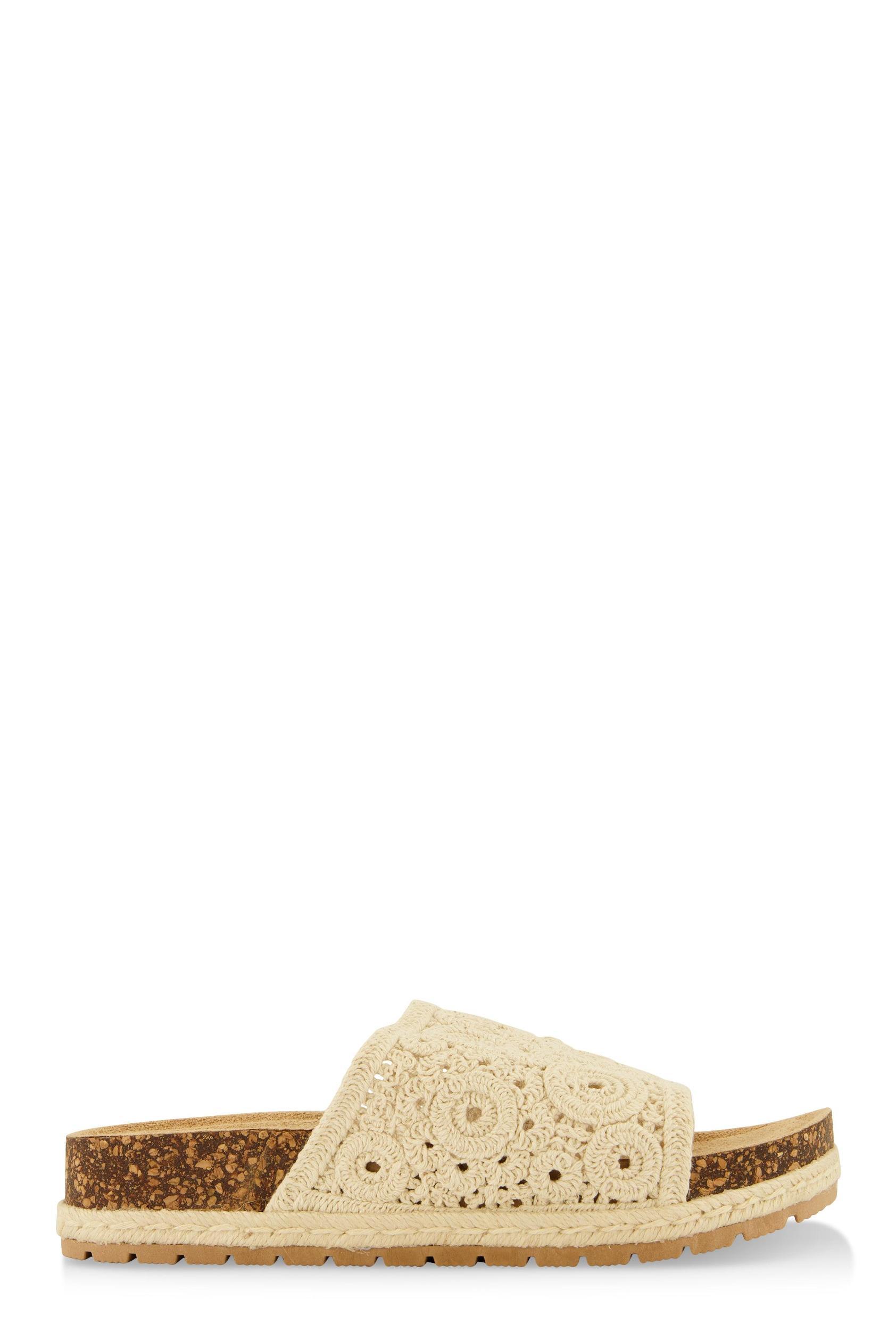 Womens Crochet Band Low Platform Slide Sandals Product Image