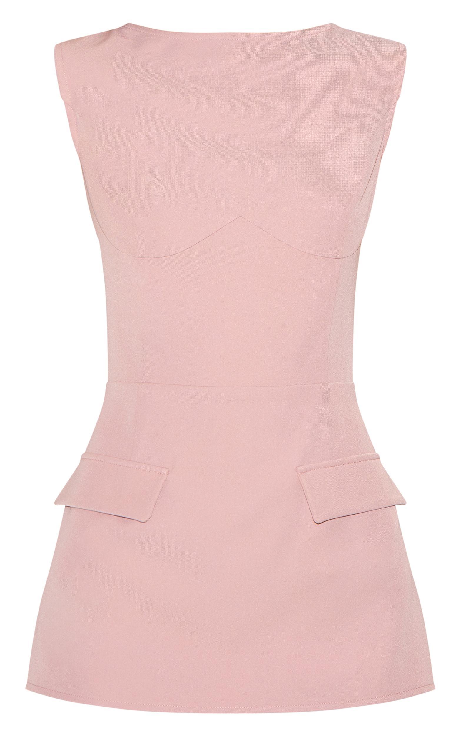 Mushroom Woven Pocket Detail Sleeveless Skort Romper Product Image