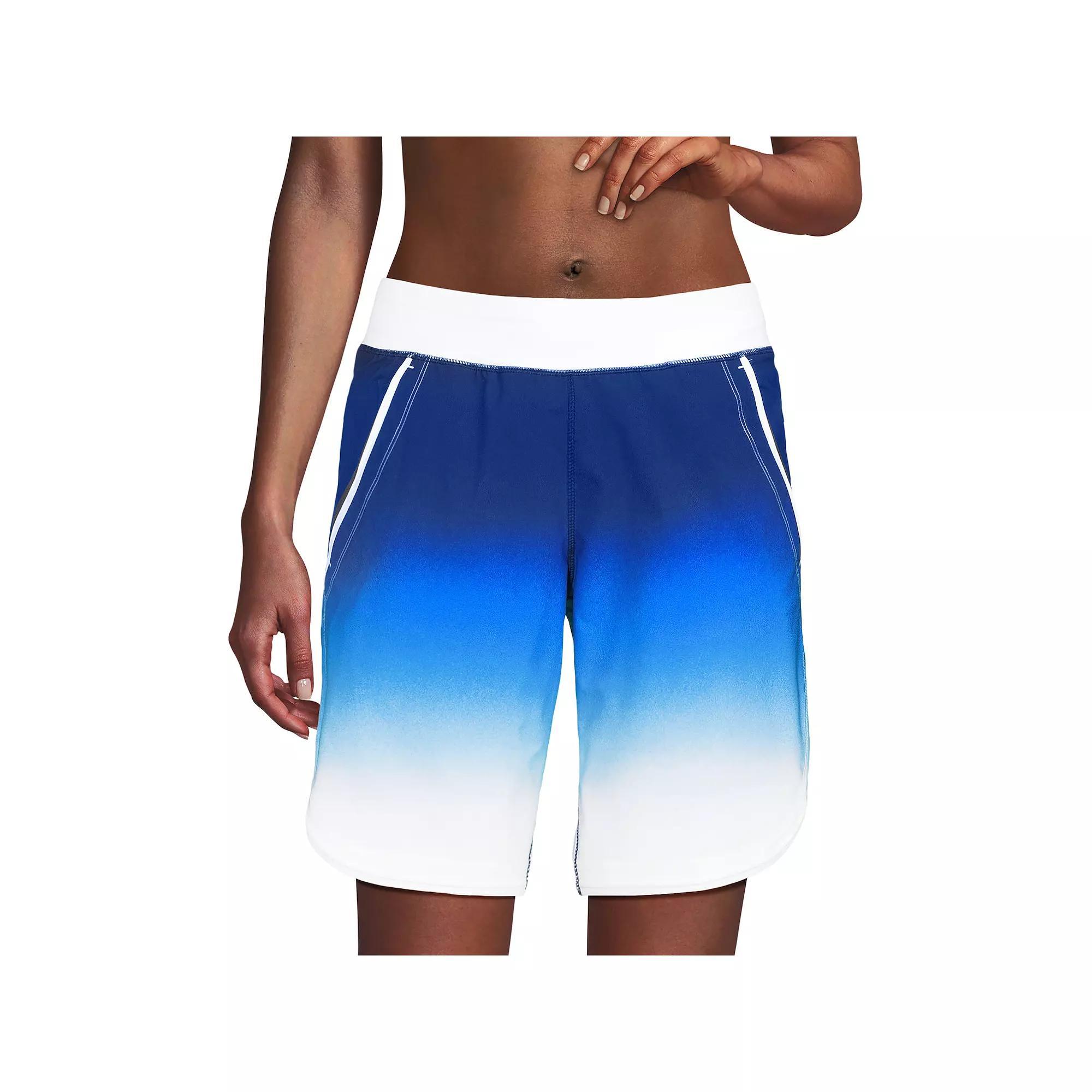 Womens Lands End 9 Quick Dry Swim Board Short With Panty Navy Blue Ombre Product Image
