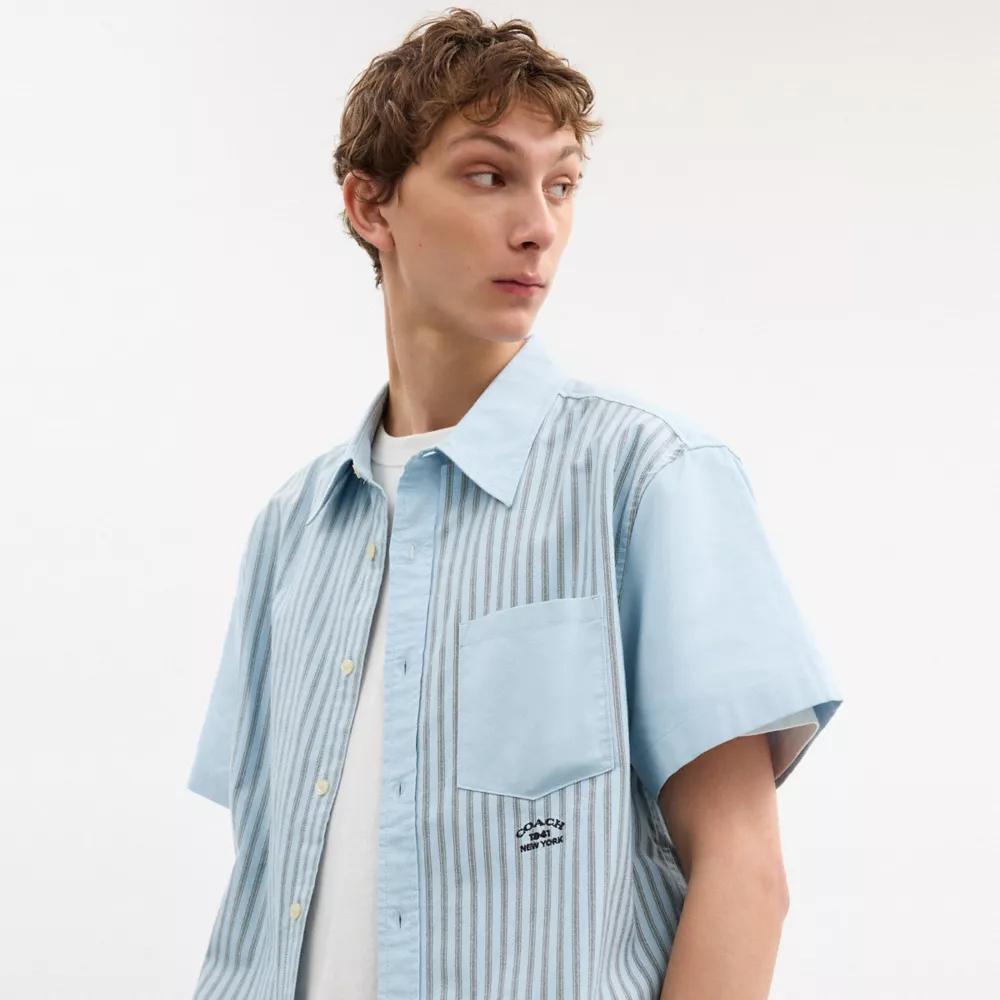 Striped Mixed Media Oxford Shirt Product Image