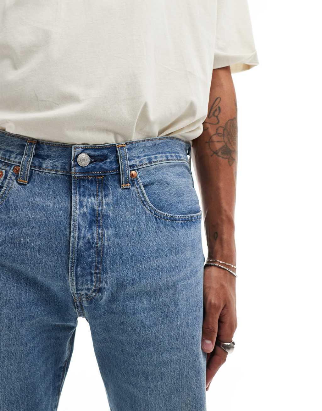 Levi's 501 original straight fit performance cool denim jeans in light blue Product Image