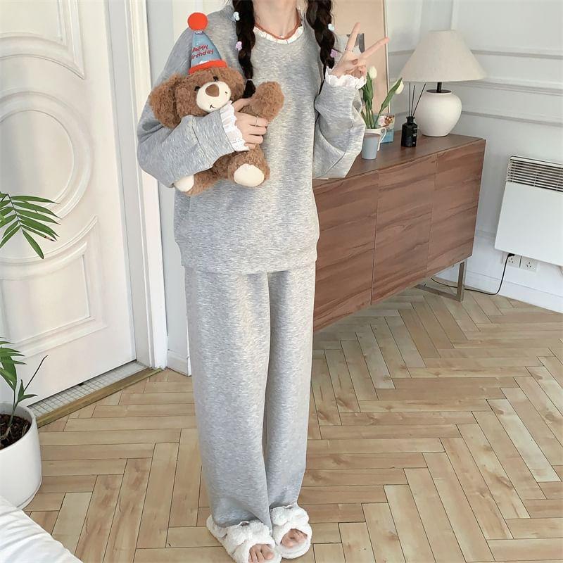 Ruffle Trim Pajama Set Product Image