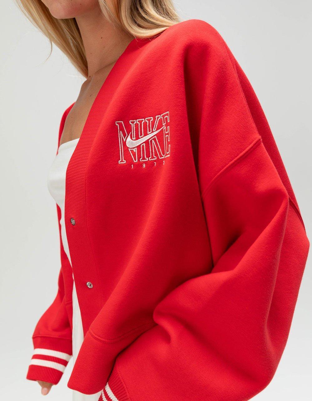 NIKE Sportswear Phoenix Fleece Womens Oversized Cardigan - RED Product Image