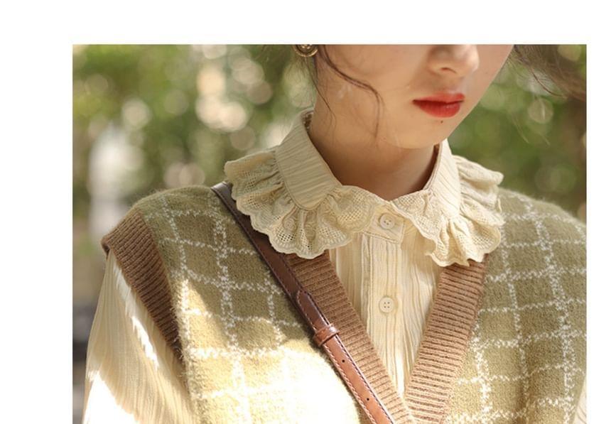 V-Neck Patterned Button Sweater Vest Product Image