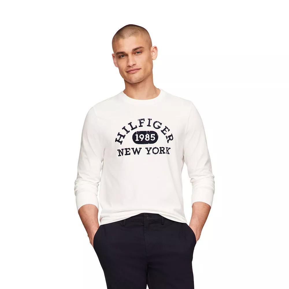 Men's Tommy Hilfiger Monotype Collegiate Long Sleeve Tee, Size: XL, Milky Way Product Image