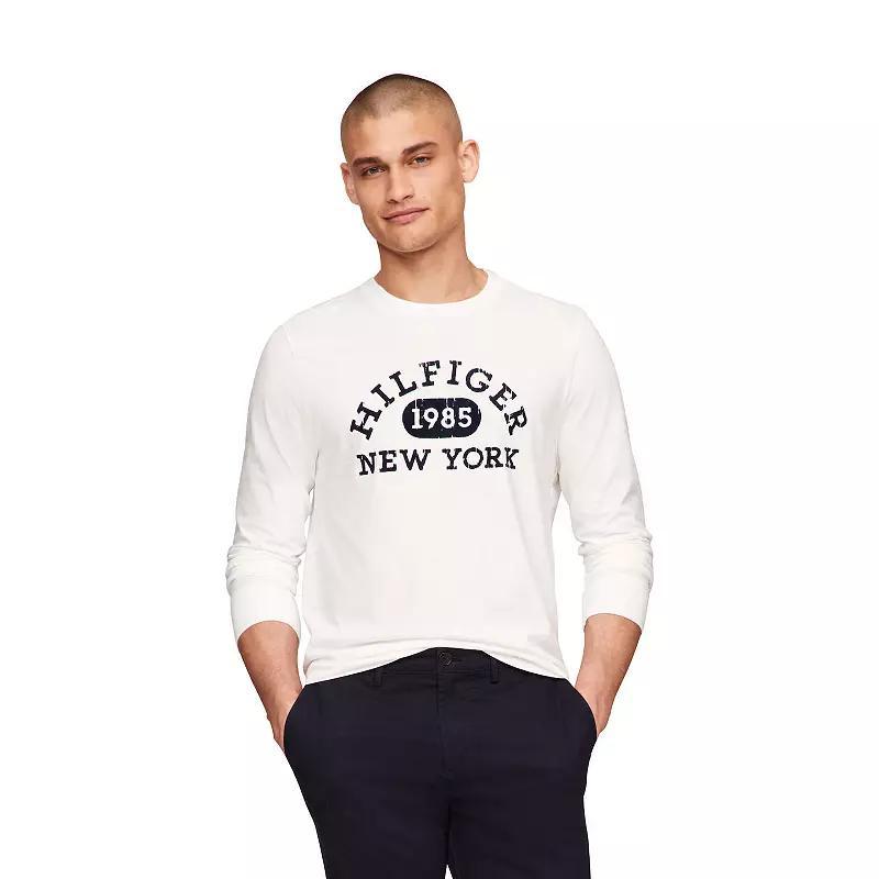 Men's Tommy Hilfiger Monotype Collegiate Long Sleeve Tee, Size: XL, Milky Way Product Image