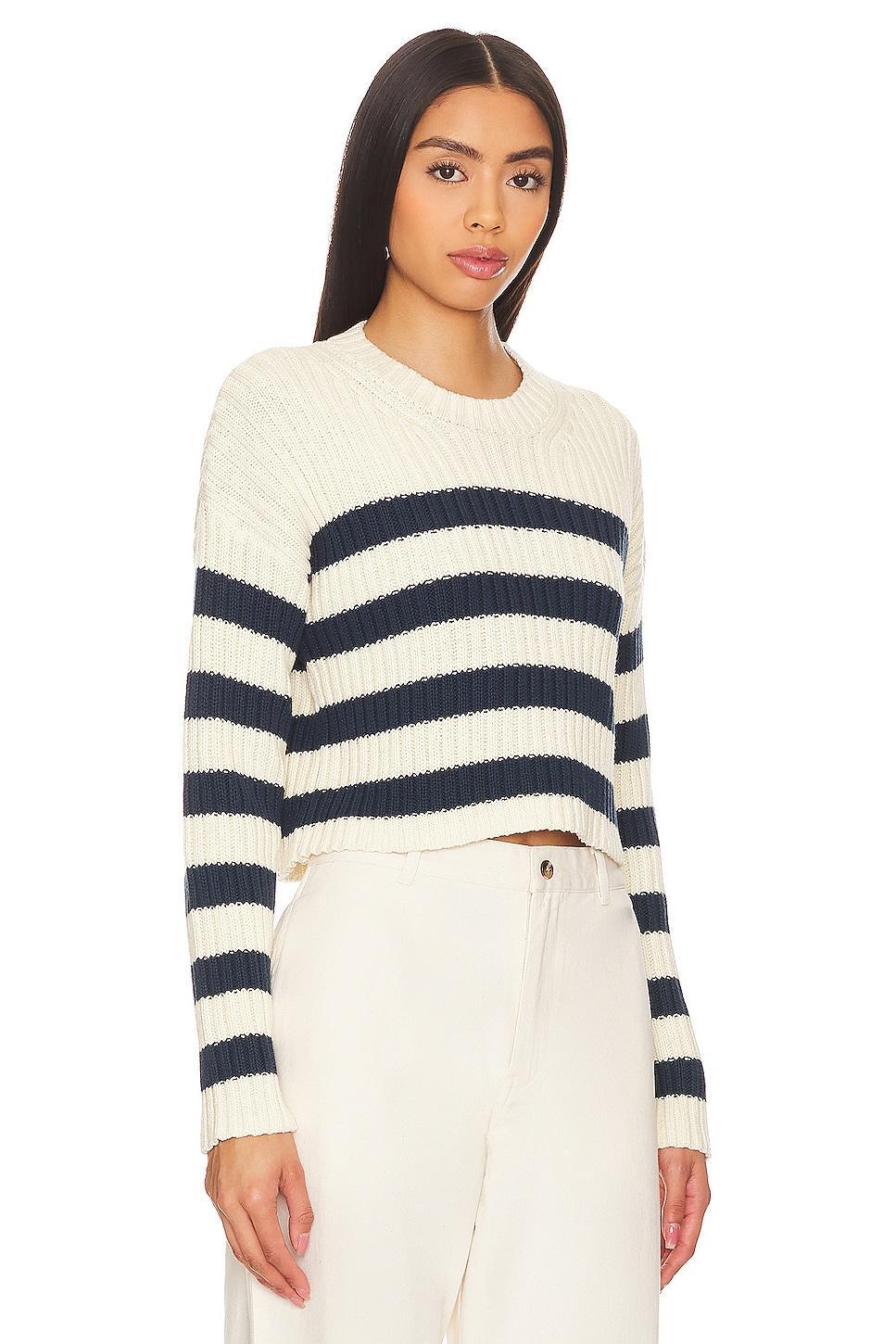 Striped Ribbed Cropped Sweater Denimist Product Image
