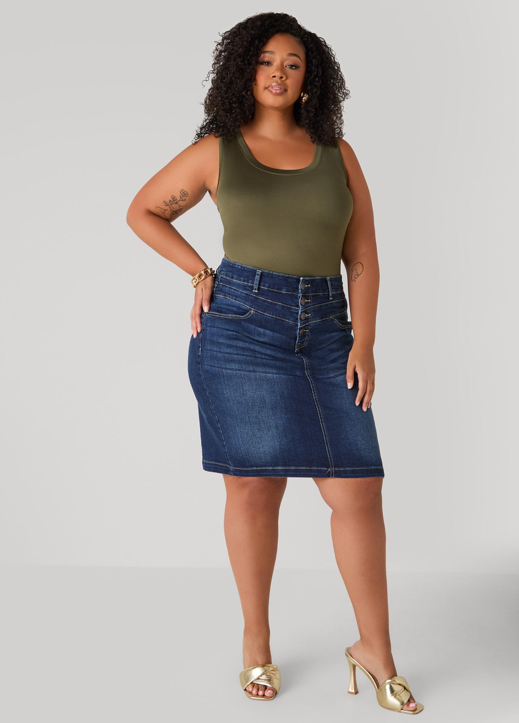 Whiskered Denim Pencil Skirt Product Image